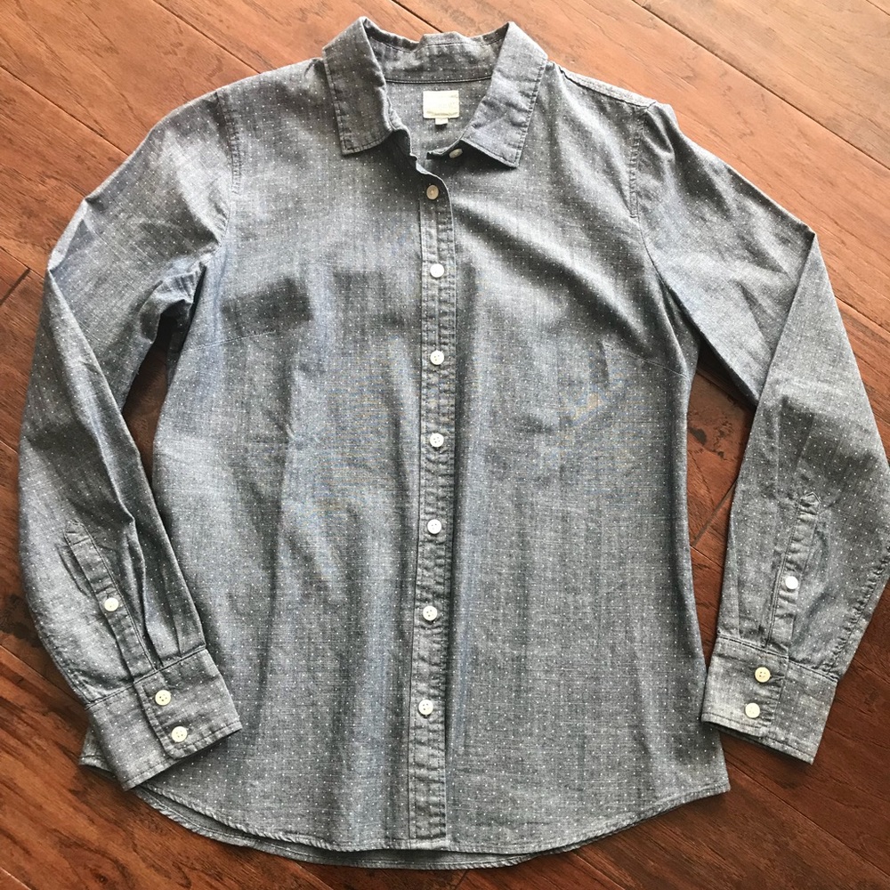 J.Crew Chambray Button Down Perfect Shirt Dots